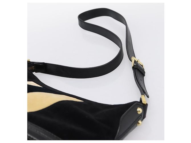 Borsa a tracolla GUCCI Interlocking G Velluto Nero Oro 115568 Auth 196980V D'oro - vista 8