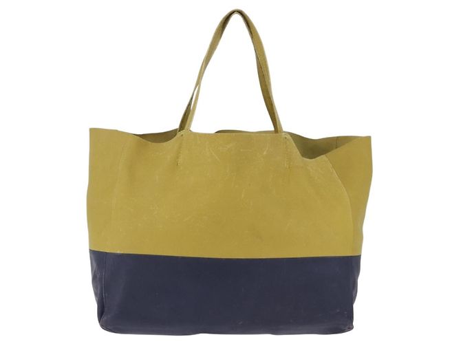 Céline Bolso Tote Horizontal Cabas CELINE de piel Khaki Navy Auth BA14793 Caqui Azul marino - vista 2