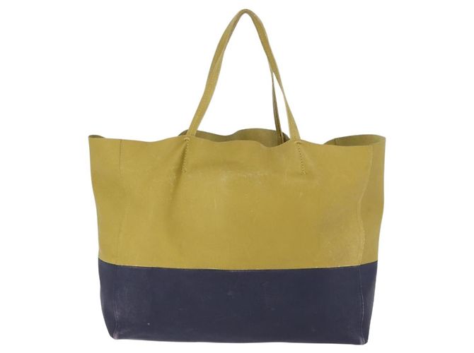 Céline Bolso Tote Horizontal Cabas CELINE de piel Khaki Navy Auth BA14793 Caqui Azul marino - vista 3