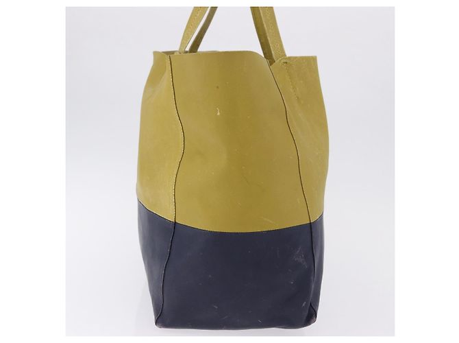 Céline Bolso Tote Horizontal Cabas CELINE de piel Khaki Navy Auth BA14793 Caqui Azul marino - vista 6