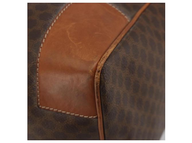 Céline Borsa Boston CELINE Macadam Canvas PVC Leather Brown Gold Auth 194398 Marrone D'oro - vista 10
