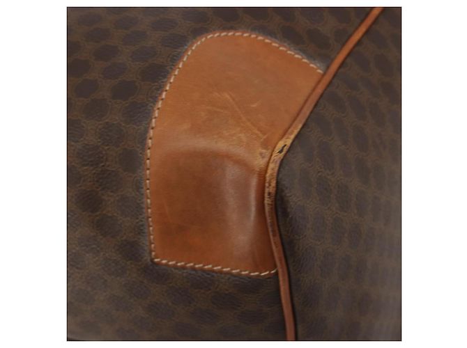 Céline Borsa Boston CELINE Macadam Canvas PVC Leather Brown Gold Auth 194398 Marrone D'oro - vista 12