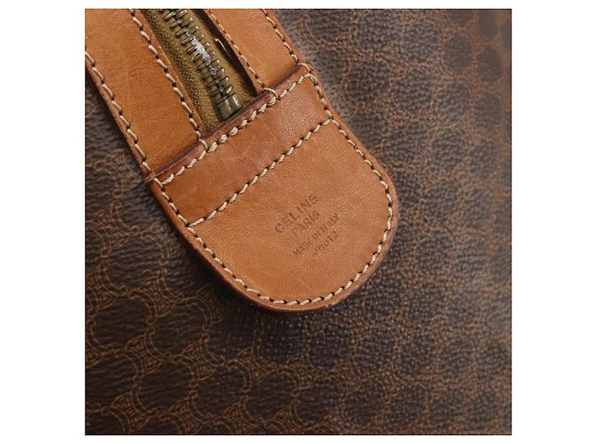 Céline Borsa Boston CELINE Macadam Canvas PVC Leather Brown Gold Auth 194398 Marrone D'oro - vista 14