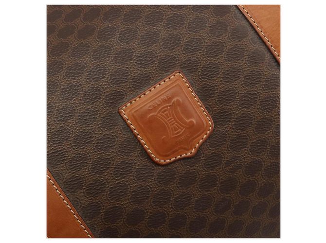 Céline Borsa Boston CELINE Macadam Canvas PVC Leather Brown Gold Auth 194398 Marrone D'oro - vista 16