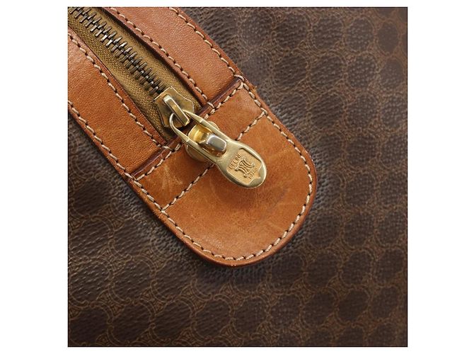 Céline Borsa Boston CELINE Macadam Canvas PVC Leather Brown Gold Auth 194398 Marrone D'oro - vista 17