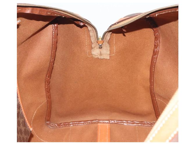 Céline Borsa Boston CELINE Macadam Canvas PVC Leather Brown Gold Auth 194398 Marrone D'oro - vista 19