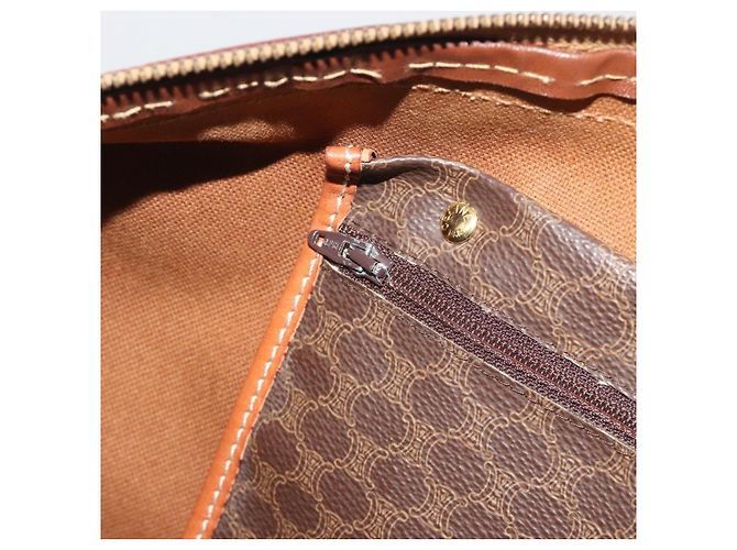 Céline Borsa Boston CELINE Macadam Canvas PVC Leather Brown Gold Auth 194398 Marrone D'oro - vista 21