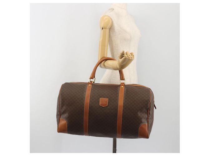 Céline Borsa Boston CELINE Macadam Canvas PVC Leather Brown Gold Auth 194398 Marrone D'oro - vista 25