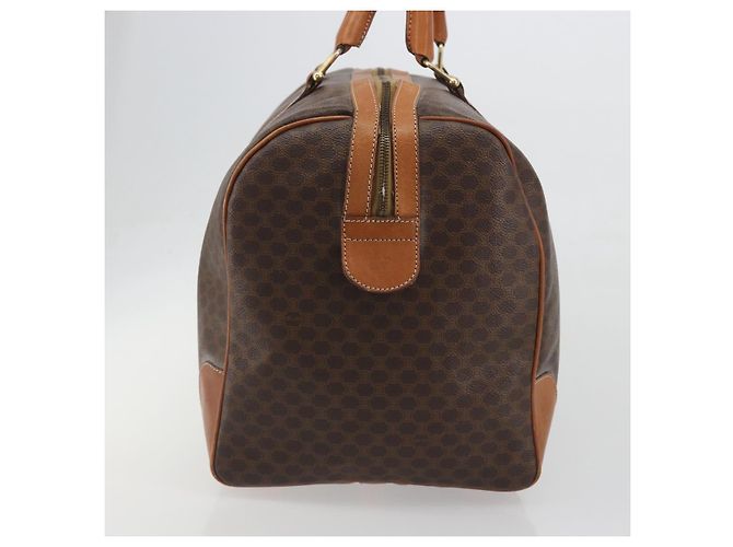 Céline Borsa Boston CELINE Macadam Canvas PVC Leather Brown Gold Auth 194398 Marrone D'oro - vista 4