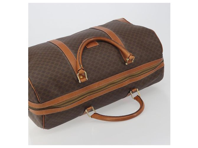 Céline Borsa Boston CELINE Macadam Canvas PVC Leather Brown Gold Auth 194398 Marrone D'oro - vista 6