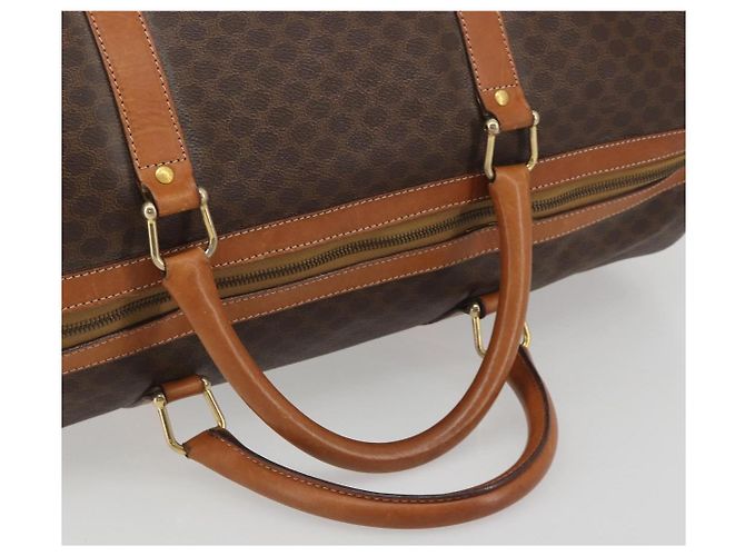 Céline Borsa Boston CELINE Macadam Canvas PVC Leather Brown Gold Auth 194398 Marrone D'oro - vista 7
