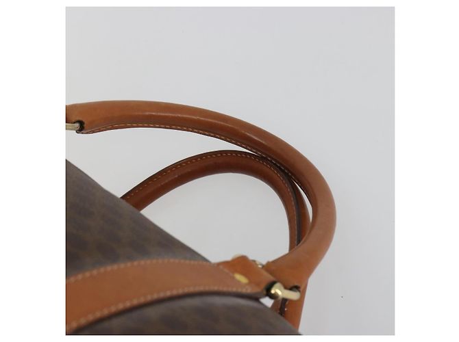 Céline Borsa Boston CELINE Macadam Canvas PVC Leather Brown Gold Auth 194398 Marrone D'oro - vista 8
