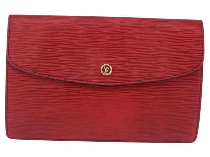 LOUIS VUITTON Epi Montaigne 27 Clutch Bag Red M52657 LV Auth BA15360 Rosso - vista 13