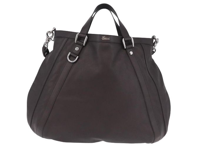 Borsa a Tracolla GUCCI in Pelle 2way Outlet Marrone Argento 268641 Auth am12238V - vista 2