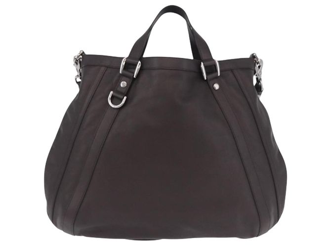 Borsa a Tracolla GUCCI in Pelle 2way Outlet Marrone Argento 268641 Auth am12238V - vista 3