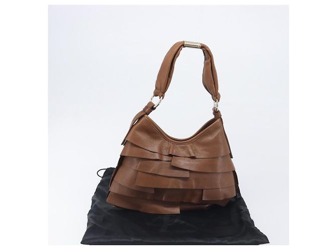 Borsa a tracolla SAINT LAURENT Strawpe Pelle Beige Oro 122244 Auth am12417V D'oro - vista 23