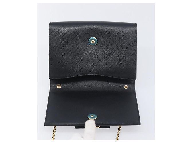 Salvatore Ferragamo Vala Chain Schultertasche aus Leder Schwarz Gold Auth 199639V Golden - Ansicht 16