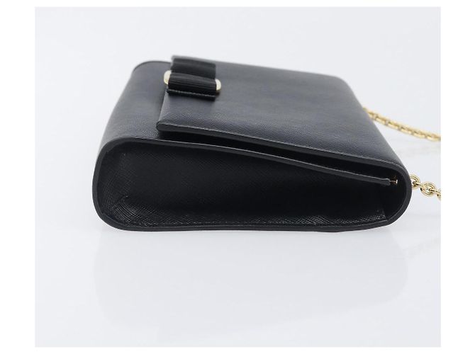 Salvatore Ferragamo Vala Chain Schultertasche aus Leder Schwarz Gold Auth 199639V Golden - Ansicht 4