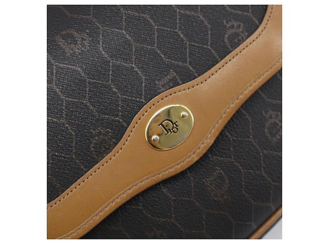 Borsa a tracolla Christian Dior in tela Honeycomb PVC Nero Oro Auth 199651 D'oro - vista 14