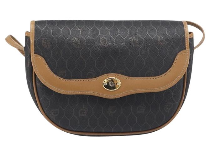 Borsa a tracolla Christian Dior in tela Honeycomb PVC Nero Oro Auth 199651 D'oro - vista 2