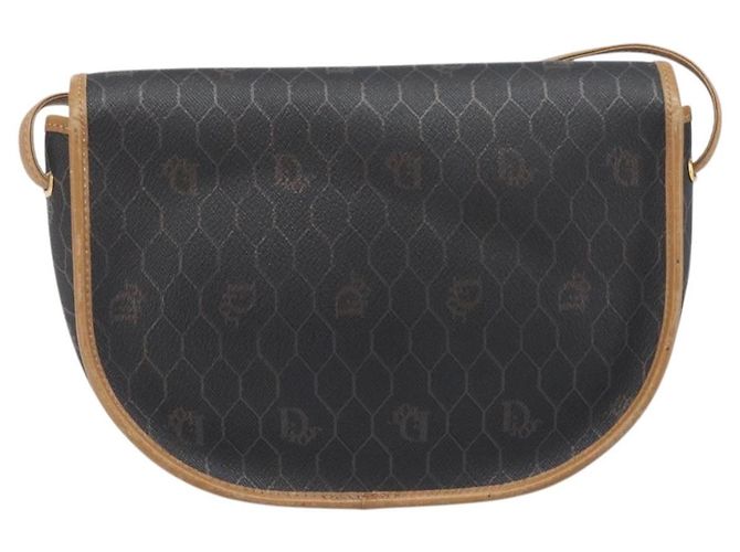 Borsa a tracolla Christian Dior in tela Honeycomb PVC Nero Oro Auth 199651 D'oro - vista 3