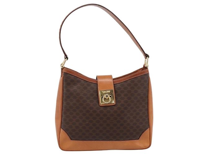 Céline CELINE Macadam Canvas Schultertasche PVC Leather Brown Gold Auth 200915A Braun Golden - Ansicht 2