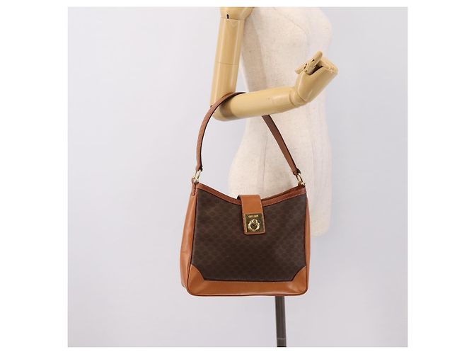 Céline CELINE Macadam Canvas Schultertasche PVC Leather Brown Gold Auth 200915A Braun Golden - Ansicht 23