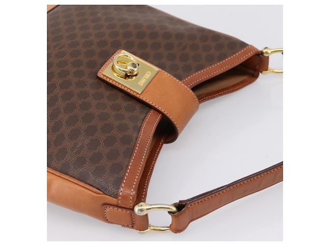 Céline CELINE Macadam Canvas Schultertasche PVC Leather Brown Gold Auth 200915A Braun Golden - Ansicht 6