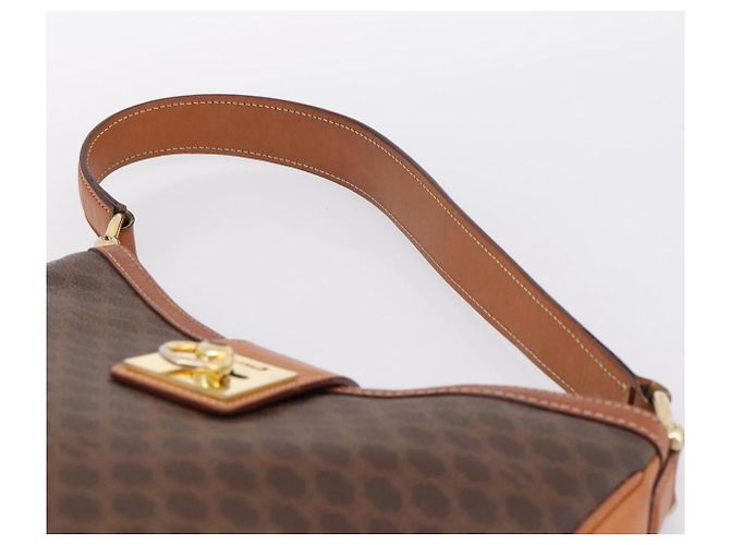 Céline CELINE Macadam Canvas Schultertasche PVC Leather Brown Gold Auth 200915A Braun Golden - Ansicht 8