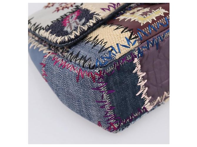 Borsa a tracolla CHANEL Patchwork Jumbo Flap 30 in tweed con catena e CC argento Auth yk20832SM Multicolore - vista 11
