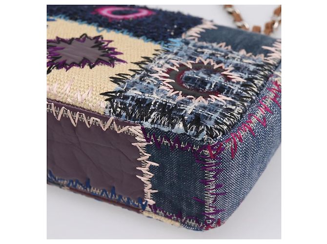 Borsa a tracolla CHANEL Patchwork Jumbo Flap 30 in tweed con catena e CC argento Auth yk20832SM Multicolore - vista 12