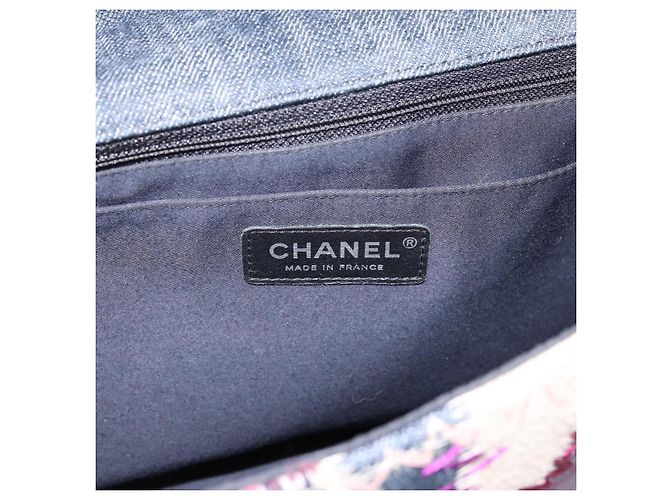 Borsa a tracolla CHANEL Patchwork Jumbo Flap 30 in tweed con catena e CC argento Auth yk20832SM Multicolore - vista 15