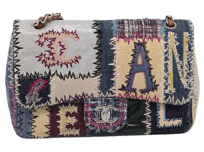 Borsa a tracolla CHANEL Patchwork Jumbo Flap 30 in tweed con catena e CC argento Auth yk20832SM Multicolore - vista 2