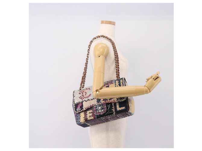 Borsa a tracolla CHANEL Patchwork Jumbo Flap 30 in tweed con catena e CC argento Auth yk20832SM Multicolore - vista 23