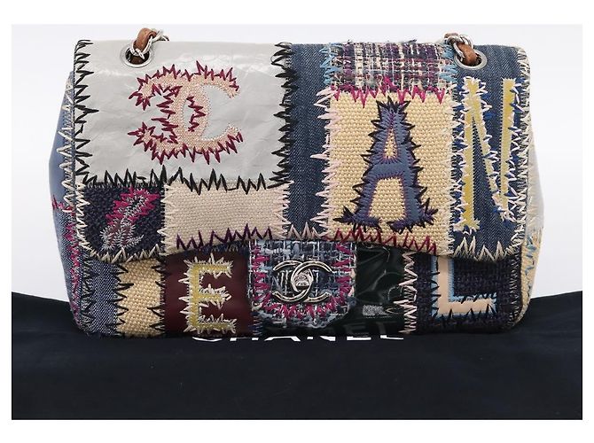 Borsa a tracolla CHANEL Patchwork Jumbo Flap 30 in tweed con catena e CC argento Auth yk20832SM Multicolore - vista 24