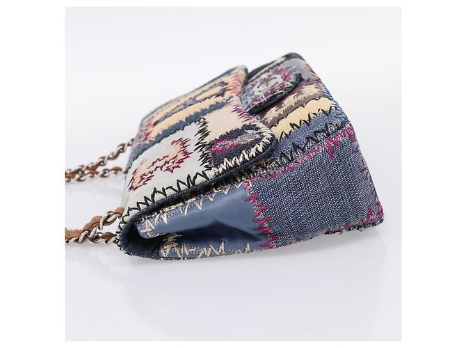 Borsa a tracolla CHANEL Patchwork Jumbo Flap 30 in tweed con catena e CC argento Auth yk20832SM Multicolore - vista 4