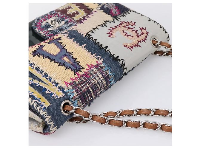 Borsa a tracolla CHANEL Patchwork Jumbo Flap 30 in tweed con catena e CC argento Auth yk20832SM Multicolore - vista 6