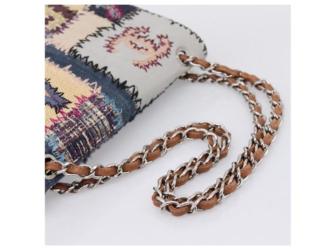 Borsa a tracolla CHANEL Patchwork Jumbo Flap 30 in tweed con catena e CC argento Auth yk20832SM Multicolore - vista 7