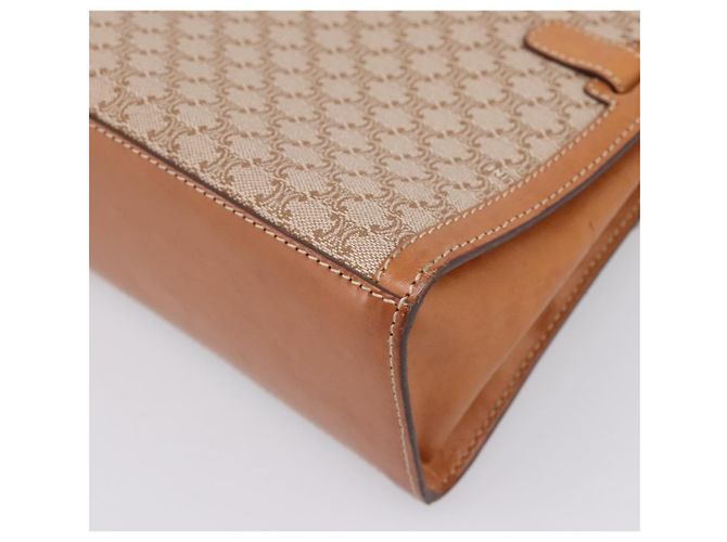 Céline CELINE Macadam Canvas Schultertasche PVC Beige Gold Auth 197680V Golden - Ansicht 12