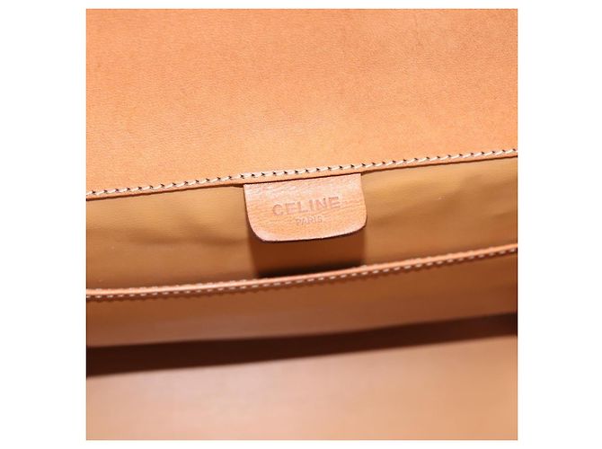 Céline CELINE Macadam Canvas Schultertasche PVC Beige Gold Auth 197680V Golden - Ansicht 17