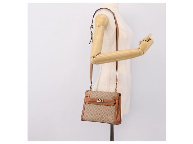 Céline CELINE Macadam Canvas Schultertasche PVC Beige Gold Auth 197680V Golden - Ansicht 23