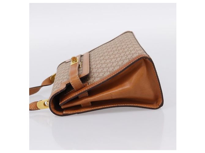 Céline CELINE Macadam Canvas Schultertasche PVC Beige Gold Auth 197680V Golden - Ansicht 4