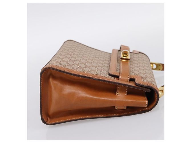 Céline CELINE Macadam Canvas Schultertasche PVC Beige Gold Auth 197680V Golden - Ansicht 5