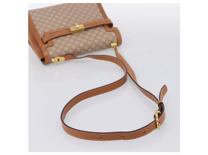 Céline CELINE Macadam Canvas Schultertasche PVC Beige Gold Auth 197680V Golden - Ansicht 7