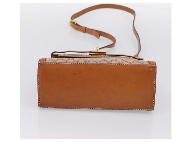 Céline CELINE Macadam Canvas Schultertasche PVC Beige Gold Auth 197680V Golden - Ansicht 9