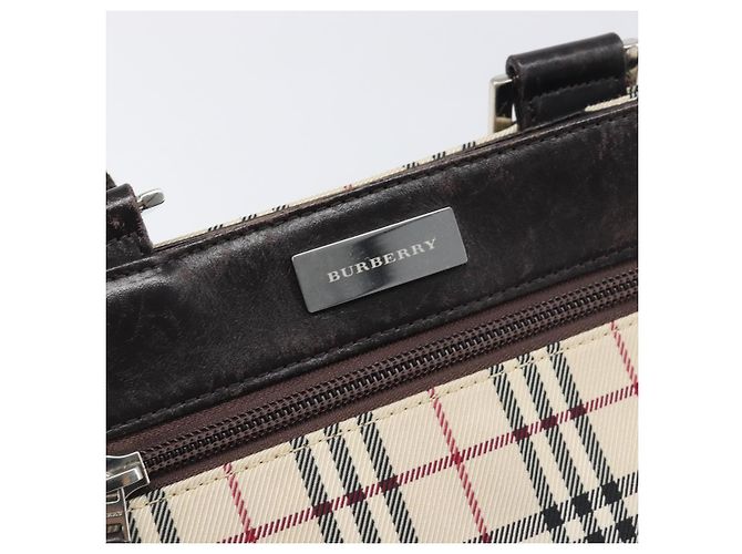 Borsa a tracolla BURBERRY Nova Check Canvas Beige Silver Auth ep15646 Argento - vista 14