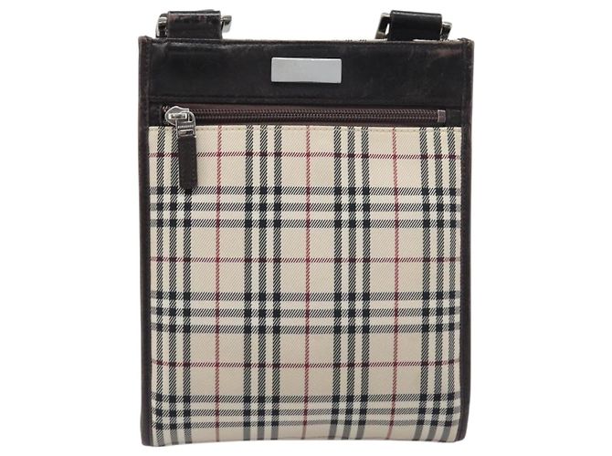 Borsa a tracolla BURBERRY Nova Check Canvas Beige Silver Auth ep15646 Argento - vista 2