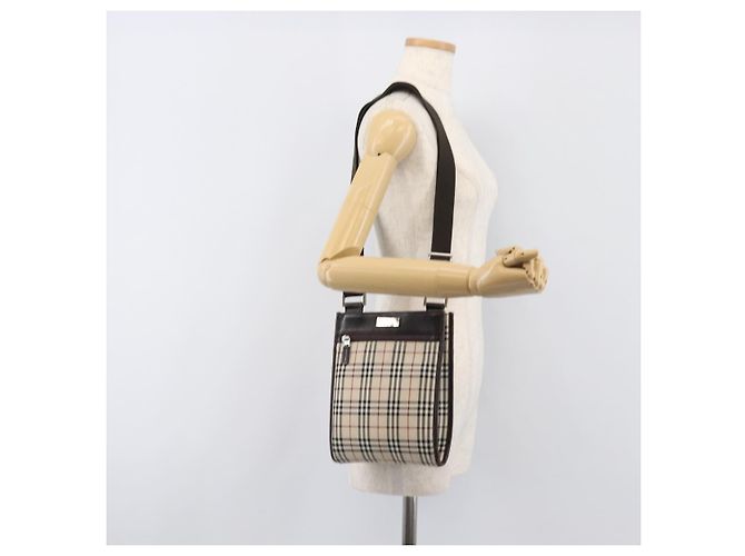 Borsa a tracolla BURBERRY Nova Check Canvas Beige Silver Auth ep15646 Argento - vista 22