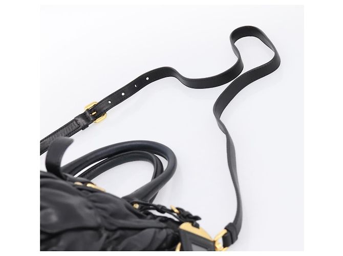Borsa a mano PRADA Nappa Goful in pelle 2way Nero Oro BN1407 Auth 198604A D'oro - vista 10
