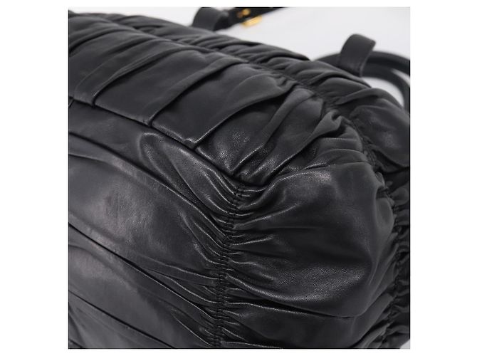 Borsa a mano PRADA Nappa Goful in pelle 2way Nero Oro BN1407 Auth 198604A D'oro - vista 12